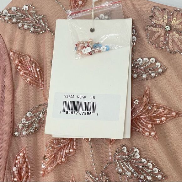 Mac Duggal 93755 Floral Beaded Surplice V-Neck Long Balloon Sleeve Gown, Size 16 - Picture 7 of 16